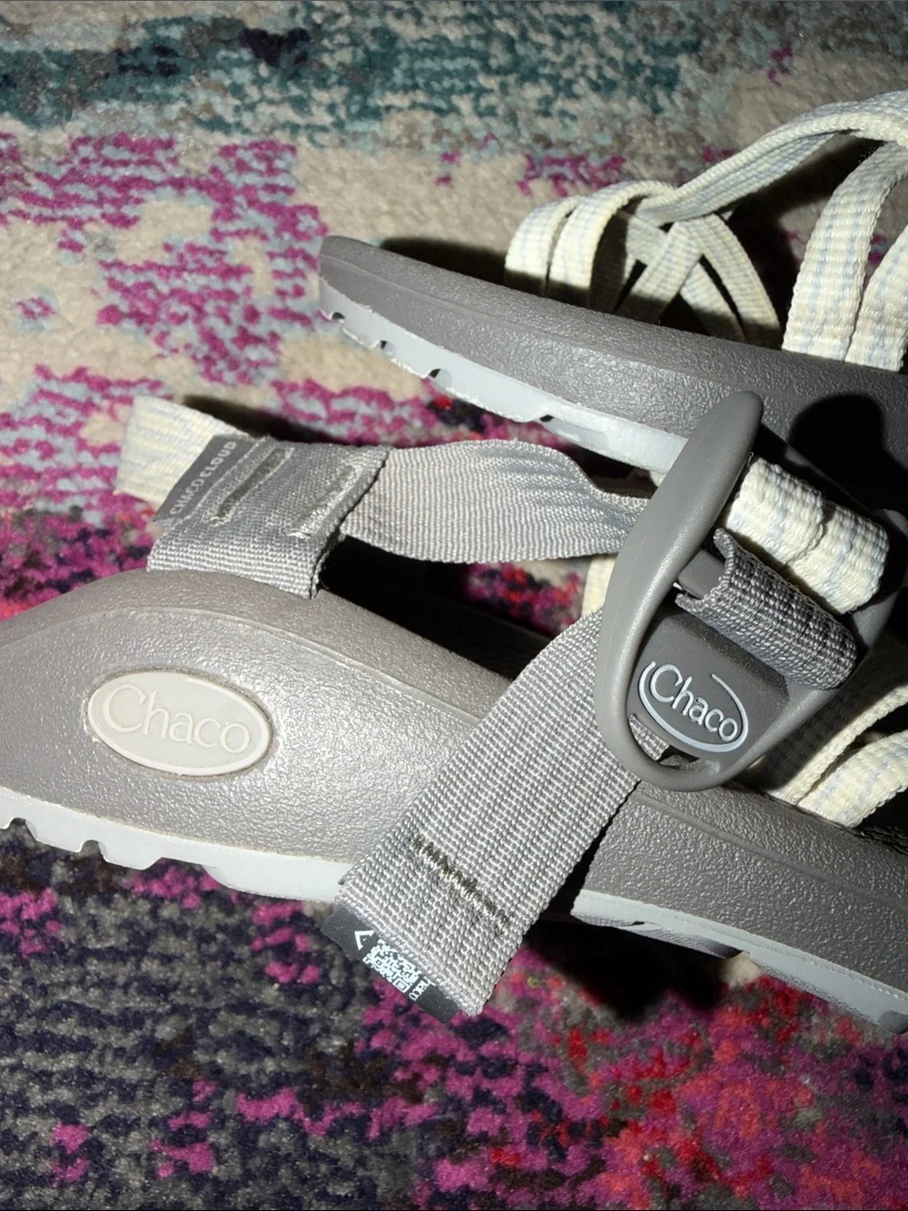 Chaco Women’s Strappy Sandals in Gray and Cream